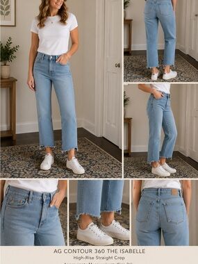 AG The Isabelle Contour 360 High Rise Crop Jeans Raw Step Hem Sz 26